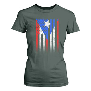 Puerto Rican American T Shirt For Women Half Rican American Puerto Rico Pride TS11 Dark Forest Green Print Your Wear