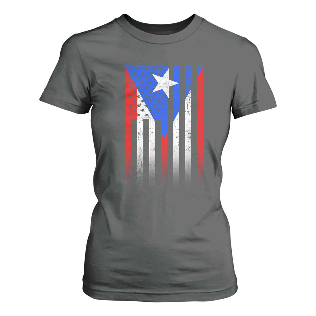 Puerto Rican American T Shirt For Women Half Rican American Puerto Rico Pride TS11 Dark Heather Print Your Wear
