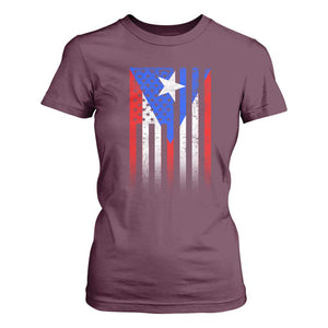 Puerto Rican American T Shirt For Women Half Rican American Puerto Rico Pride TS11 Maroon Print Your Wear