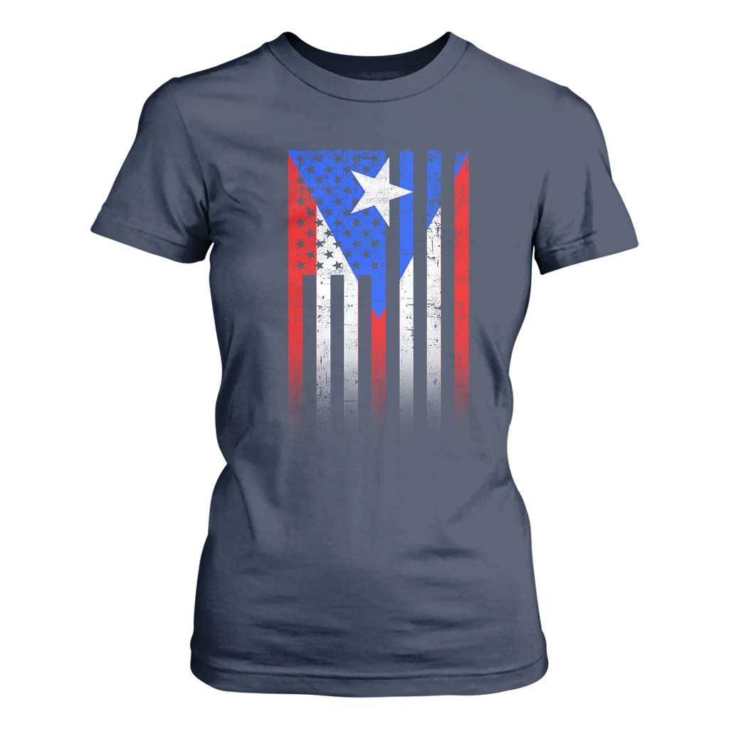 Puerto Rican American T Shirt For Women Half Rican American Puerto Rico Pride TS11 Navy Print Your Wear