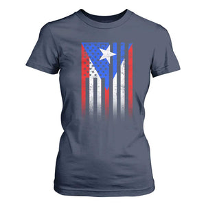 Puerto Rican American T Shirt For Women Half Rican American Puerto Rico Pride TS11 Navy Print Your Wear