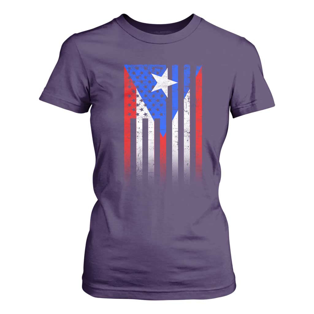 Puerto Rican American T Shirt For Women Half Rican American Puerto Rico Pride TS11 Purple Print Your Wear