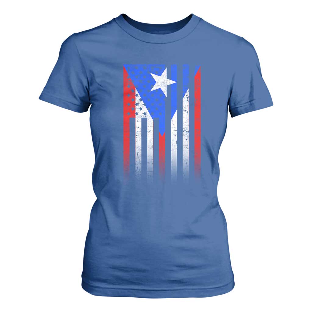 Puerto Rican American T Shirt For Women Half Rican American Puerto Rico Pride TS11 Royal Blue Print Your Wear