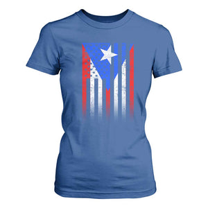 Puerto Rican American T Shirt For Women Half Rican American Puerto Rico Pride TS11 Royal Blue Print Your Wear