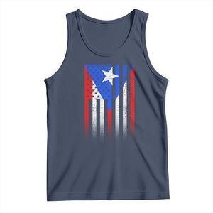 Puerto Rican American Tank Top Half Rican American Puerto Rico Pride TS11 Navy Print Your Wear