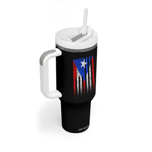 Puerto Rican American Tumbler With Handle Half Rican American Puerto Rico Pride TS11 Print Your Wear