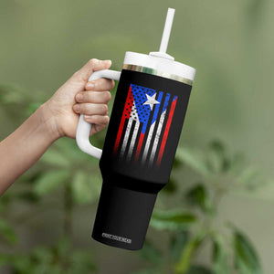 Puerto Rican American Tumbler With Handle Half Rican American Puerto Rico Pride TS11 Print Your Wear