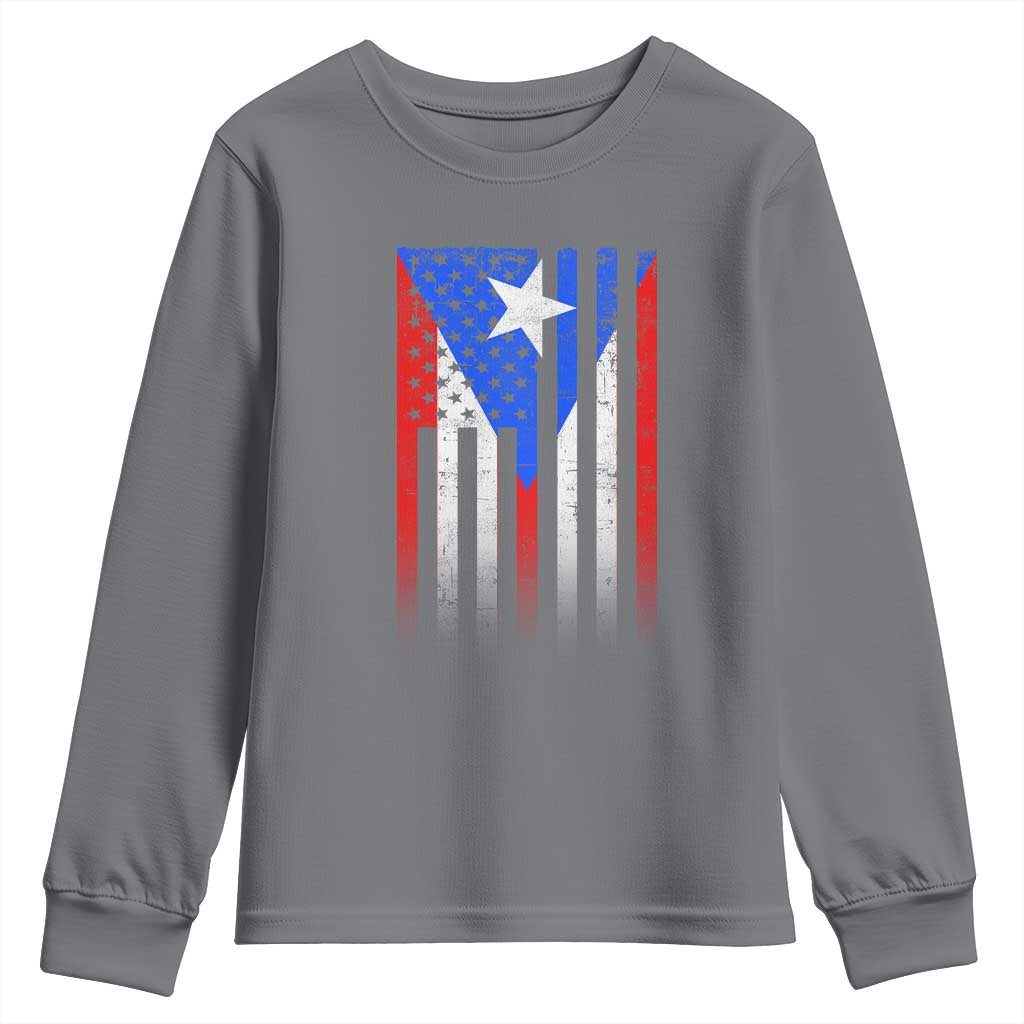 Puerto Rican American Youth Sweatshirt Half Rican American Puerto Rico Pride TS11 Charcoal Print Your Wear
