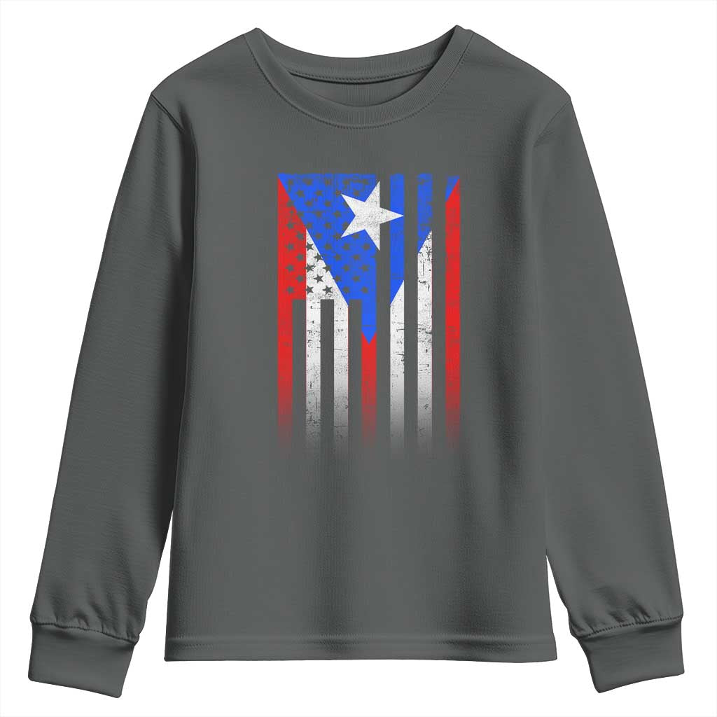 Puerto Rican American Youth Sweatshirt Half Rican American Puerto Rico Pride TS11 Dark Heather Print Your Wear
