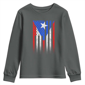 Puerto Rican American Youth Sweatshirt Half Rican American Puerto Rico Pride TS11 Dark Heather Print Your Wear
