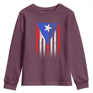 Puerto Rican American Youth Sweatshirt Half Rican American Puerto Rico Pride TS11 Maroon Print Your Wear