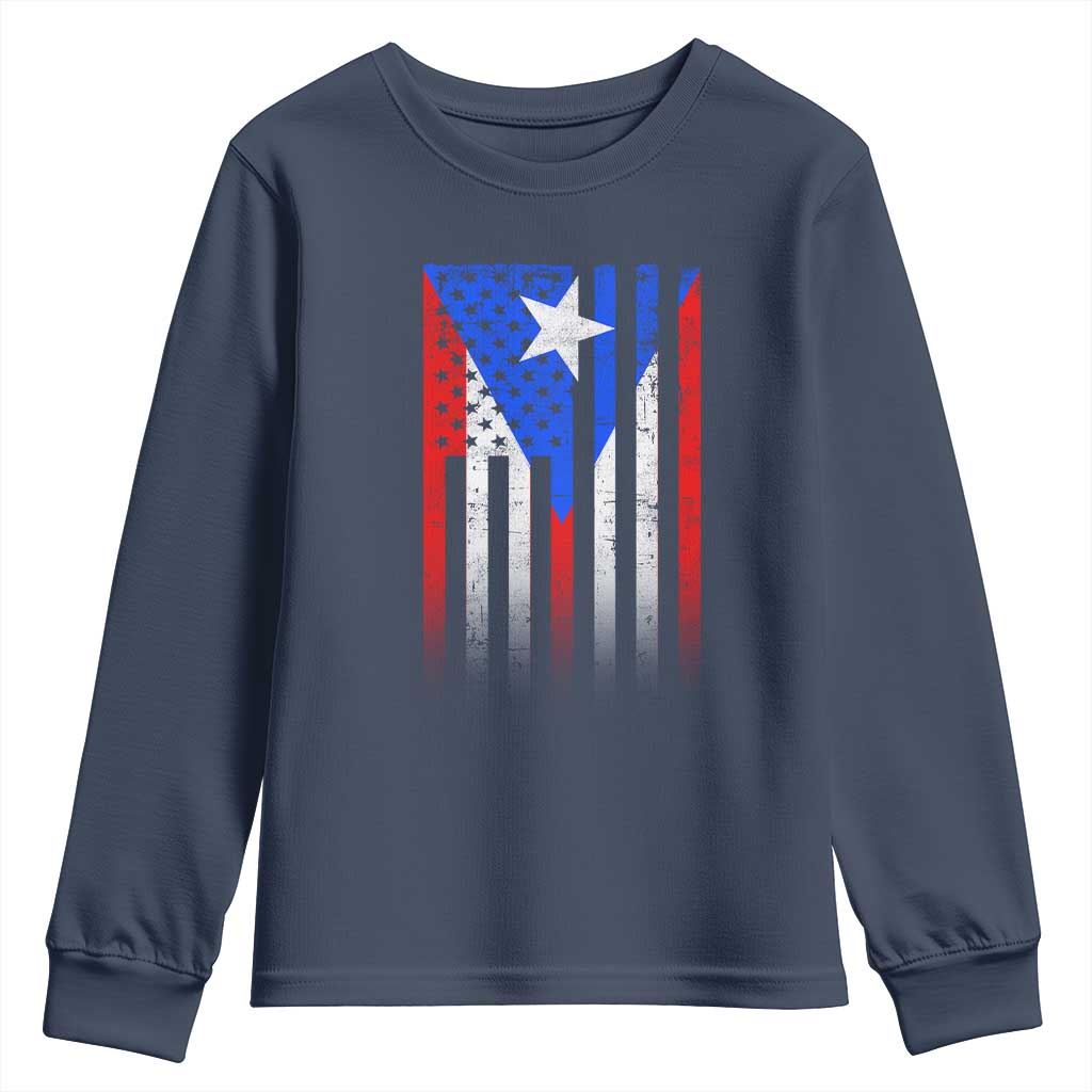 Puerto Rican American Youth Sweatshirt Half Rican American Puerto Rico Pride TS11 Navy Print Your Wear