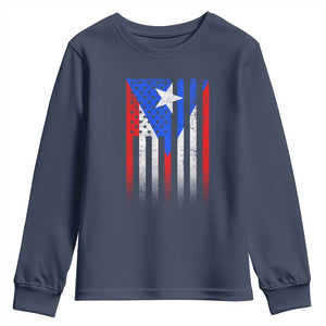 Puerto Rican American Youth Sweatshirt Half Rican American Puerto Rico Pride TS11 Navy Print Your Wear
