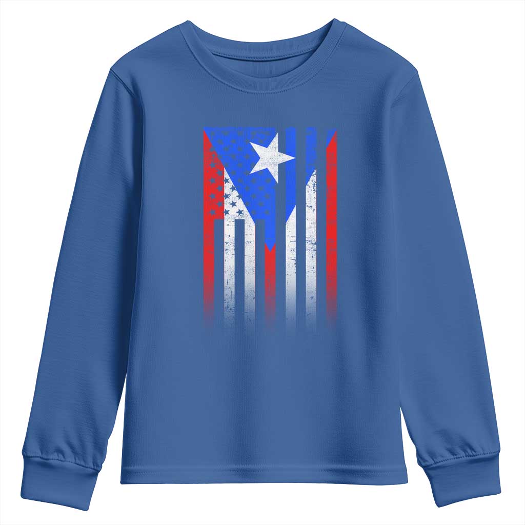 Puerto Rican American Youth Sweatshirt Half Rican American Puerto Rico Pride TS11 Royal Blue Print Your Wear