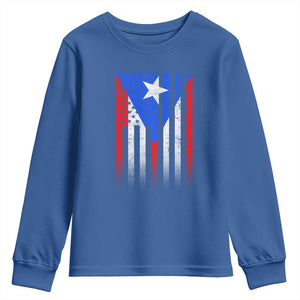 Puerto Rican American Youth Sweatshirt Half Rican American Puerto Rico Pride TS11 Royal Blue Print Your Wear