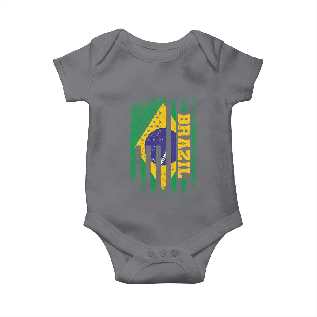 Brazilian Americans Brazilian Pride Latin Vintage USA Brazil Flag Baby Onesie TS11 Charcoal Print Your Wear