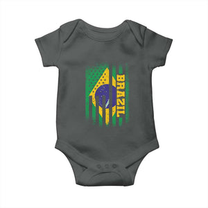 Brazilian Americans Brazilian Pride Latin Vintage USA Brazil Flag Baby Onesie TS11 Dark Heather Print Your Wear