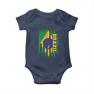 Brazilian Americans Brazilian Pride Latin Vintage USA Brazil Flag Baby Onesie TS11 Navy Print Your Wear