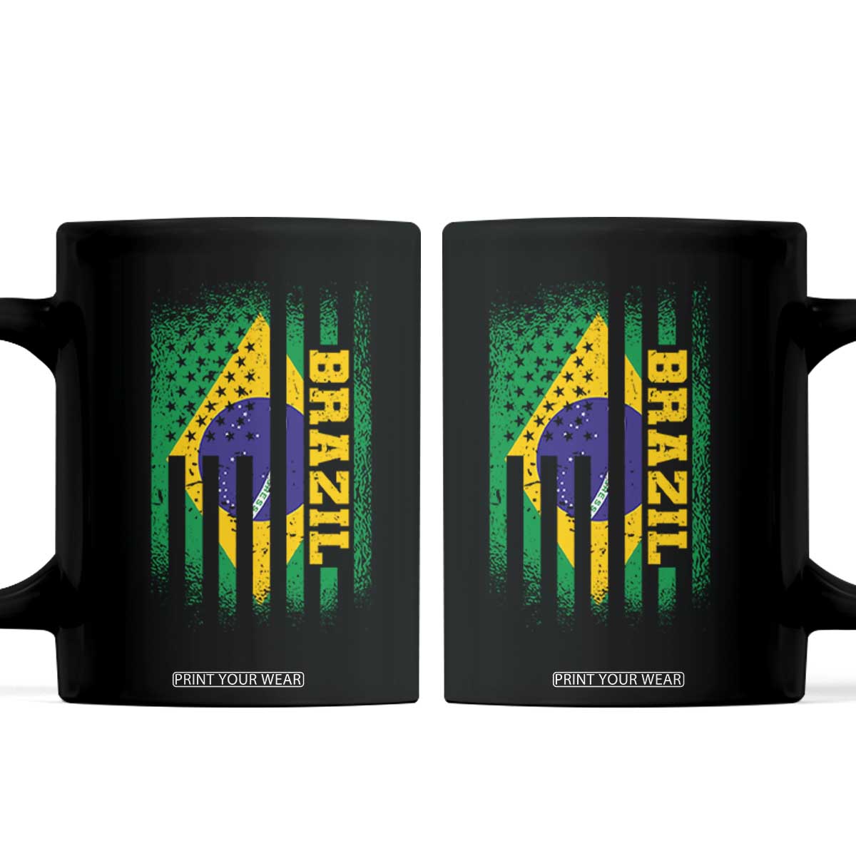 Brazilian Americans Brazilian Pride Latin Vintage USA Brazil Flag Coffee Mug TS11 Black Print Your Wear