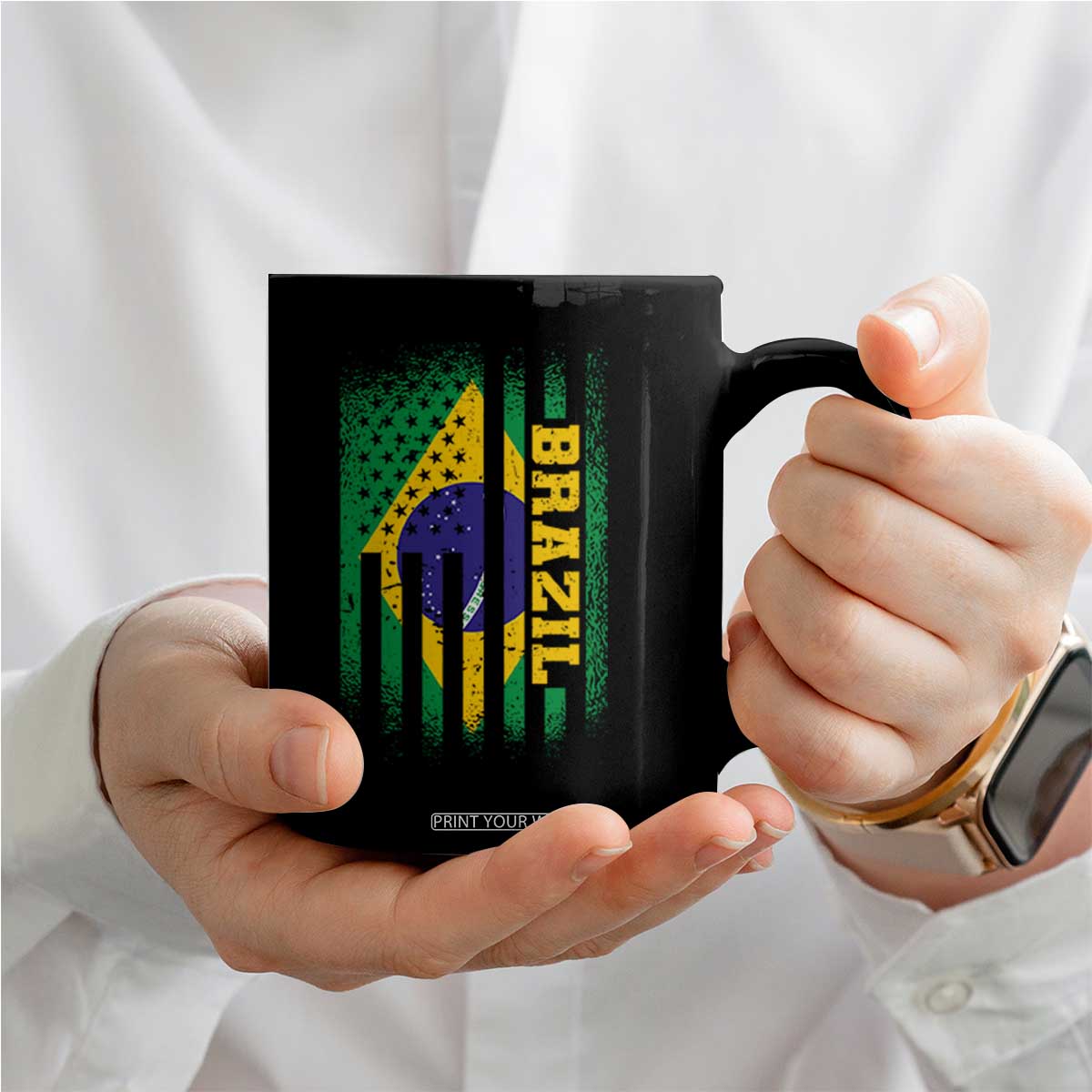 Brazilian Americans Brazilian Pride Latin Vintage USA Brazil Flag Coffee Mug TS11 Print Your Wear