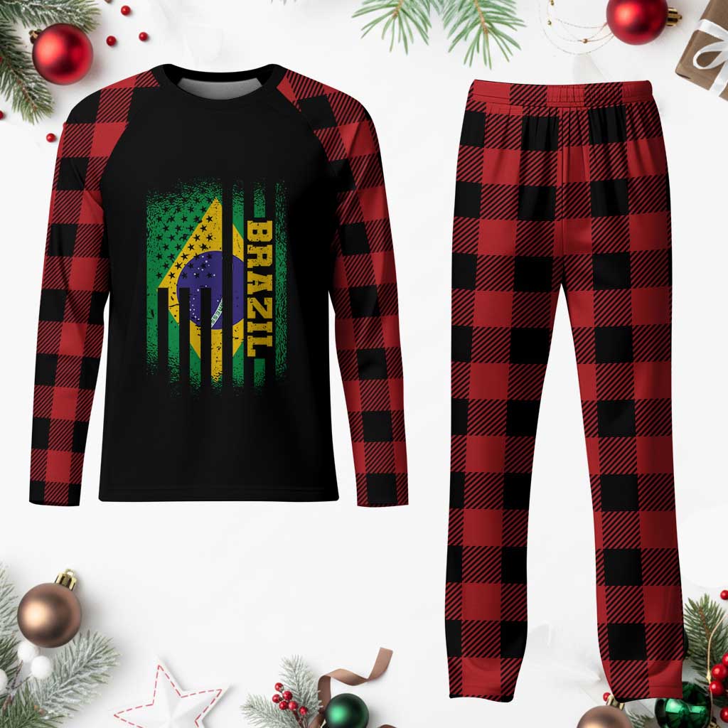 Brazilian Americans Brazilian Pride Latin Vintage USA Brazil Flag Plaid Pajama Set TS11 Buffalo Plaid Print Your Wear