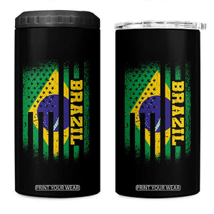 Brazilian Americans Brazilian Pride Latin Vintage USA Brazil Flag 4 in 1 Can Cooler Tumbler TS11 One Size: 16 oz Black Print Your Wear