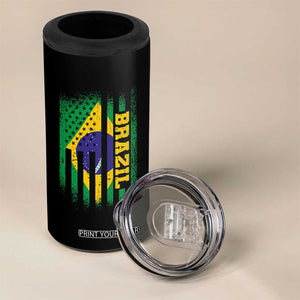 Brazilian Americans Brazilian Pride Latin Vintage USA Brazil Flag 4 in 1 Can Cooler Tumbler TS11 Print Your Wear