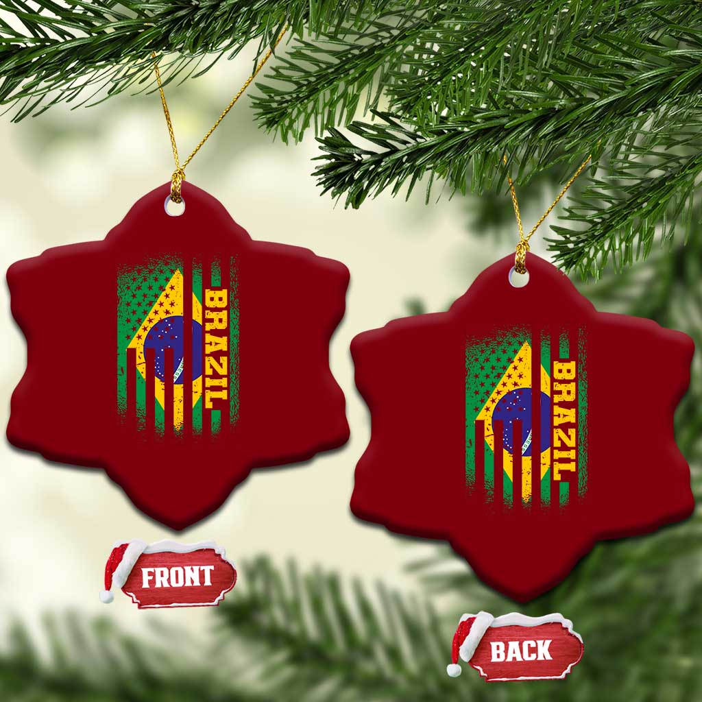 Brazilian Americans Brazilian Pride Latin Vintage USA Brazil Flag Ceramic Ornament TS11 Print Your Wear