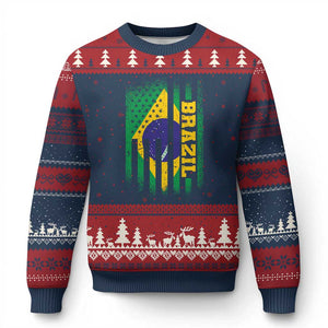 Brazilian Americans Brazilian Pride Latin Vintage USA Brazil Flag Ugly Christmas Sweater TS11 Navy Red Print Your Wear