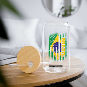 Brazilian Americans Brazilian Pride Latin Vintage USA Brazil Flag Glass Can TS11 Print Your Wear
