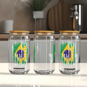 Brazilian Americans Brazilian Pride Latin Vintage USA Brazil Flag Glass Can TS11 Print Your Wear