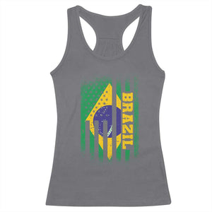 Brazilian Americans Brazilian Pride Latin Vintage USA Brazil Flag Racerback Tank Top TS11 Charcoal Print Your Wear