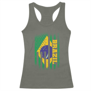 Brazilian Americans Brazilian Pride Latin Vintage USA Brazil Flag Racerback Tank Top TS11 Military Green Print Your Wear