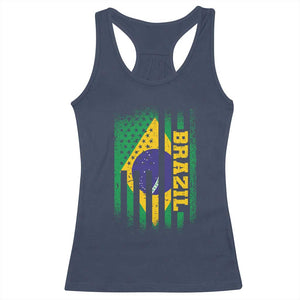 Brazilian Americans Brazilian Pride Latin Vintage USA Brazil Flag Racerback Tank Top TS11 Navy Print Your Wear