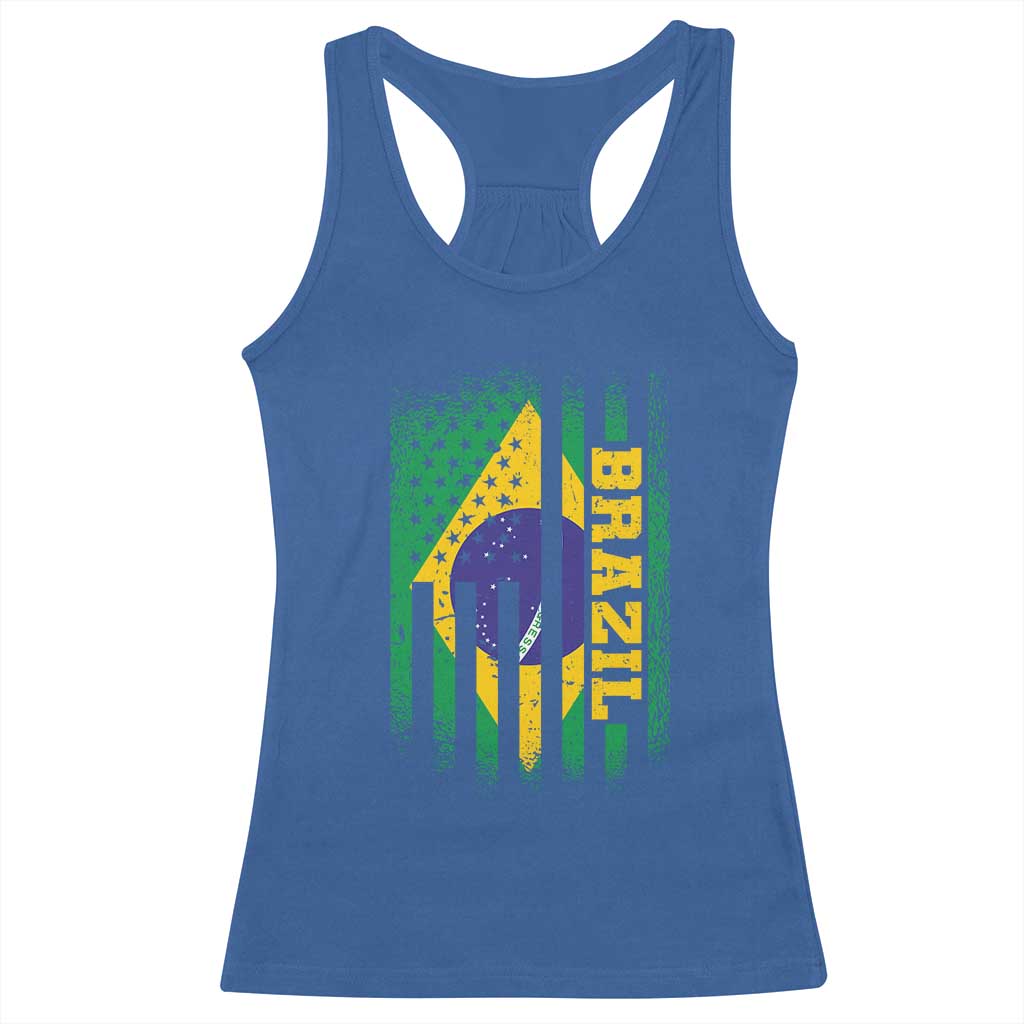 Brazilian Americans Brazilian Pride Latin Vintage USA Brazil Flag Racerback Tank Top TS11 Royal Blue Print Your Wear