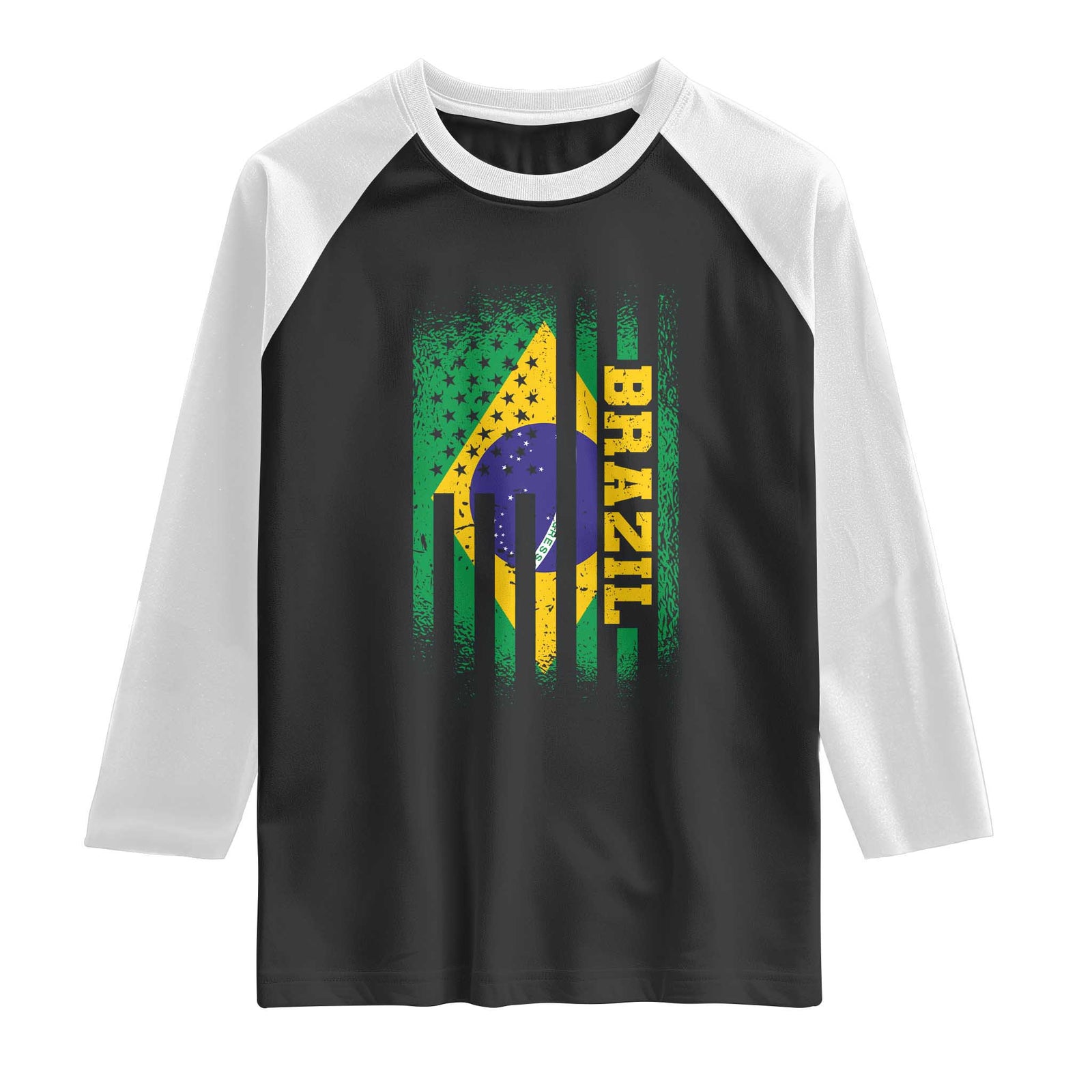Brazilian Americans Brazilian Pride Latin Vintage USA Brazil Flag Raglan Shirt TS11 Black White Print Your Wear