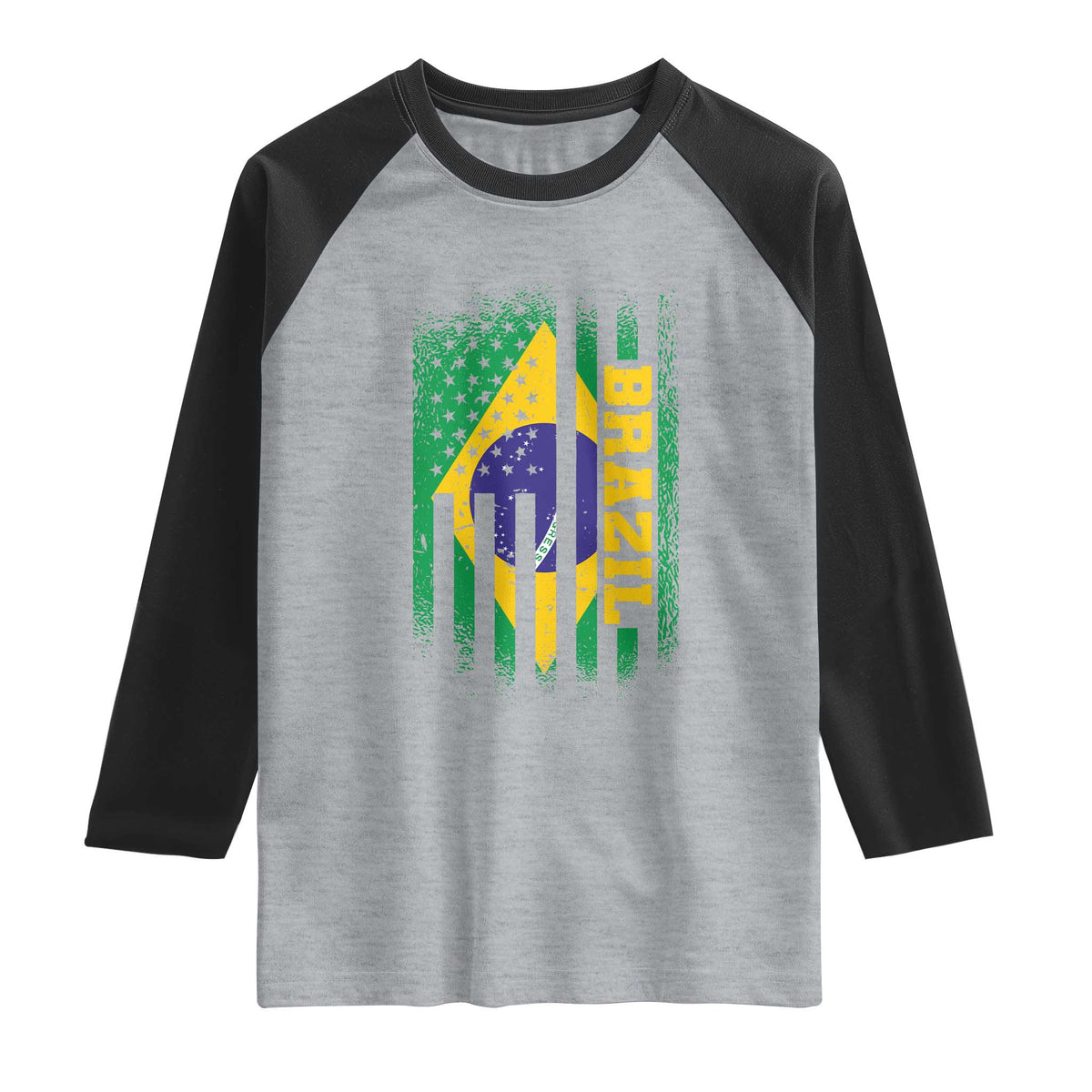 Brazilian Americans Brazilian Pride Latin Vintage USA Brazil Flag Raglan Shirt TS11 Heather Gray Black Print Your Wear