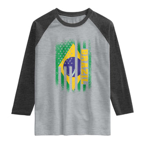 Brazilian Americans Brazilian Pride Latin Vintage USA Brazil Flag Raglan Shirt TS11 Heather Gray Heather Charcoal Print Your Wear