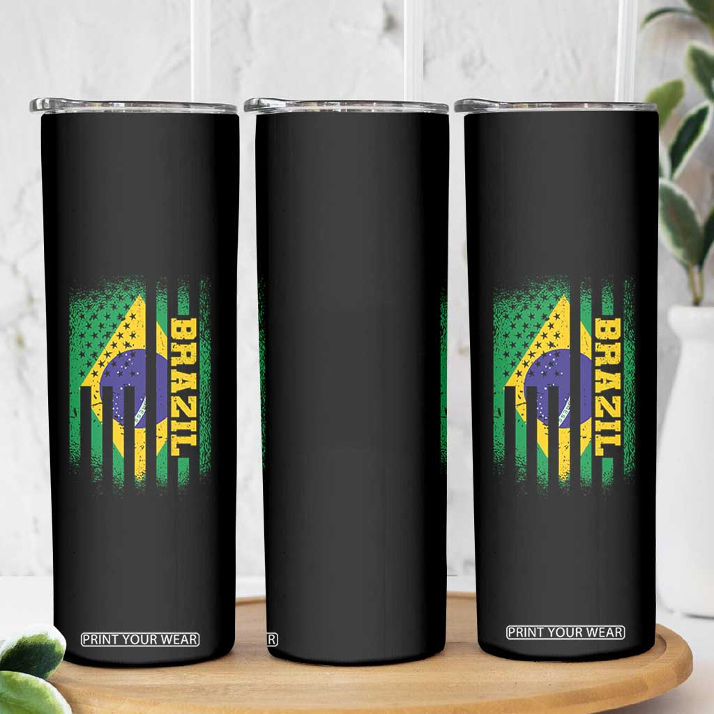 Brazilian Americans Brazilian Pride Latin Vintage USA Brazil Flag Skinny Tumbler TS11 Print Your Wear