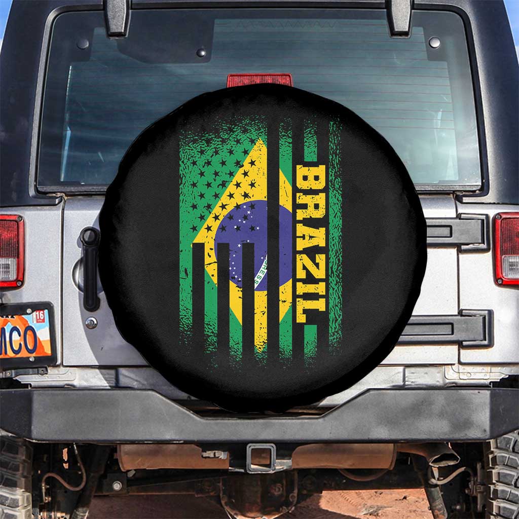 Brazilian Americans Brazilian Pride Latin Vintage USA Brazil Flag Spare Tire Cover TS11 No hole Black Print Your Wear