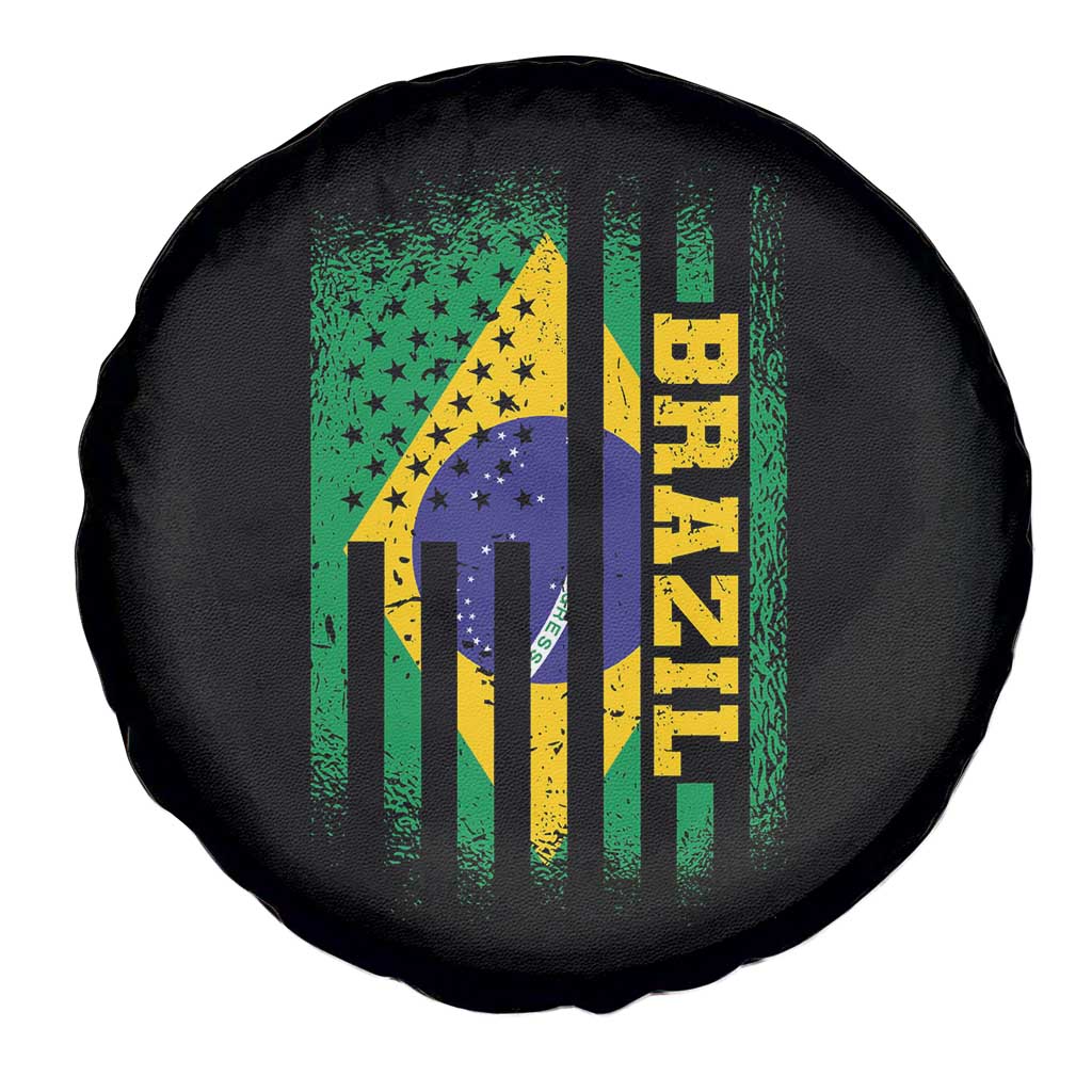 Brazilian Americans Brazilian Pride Latin Vintage USA Brazil Flag Spare Tire Cover TS11 Print Your Wear