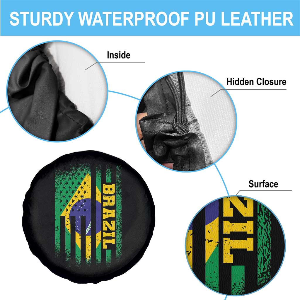 Brazilian Americans Brazilian Pride Latin Vintage USA Brazil Flag Spare Tire Cover TS11 Print Your Wear