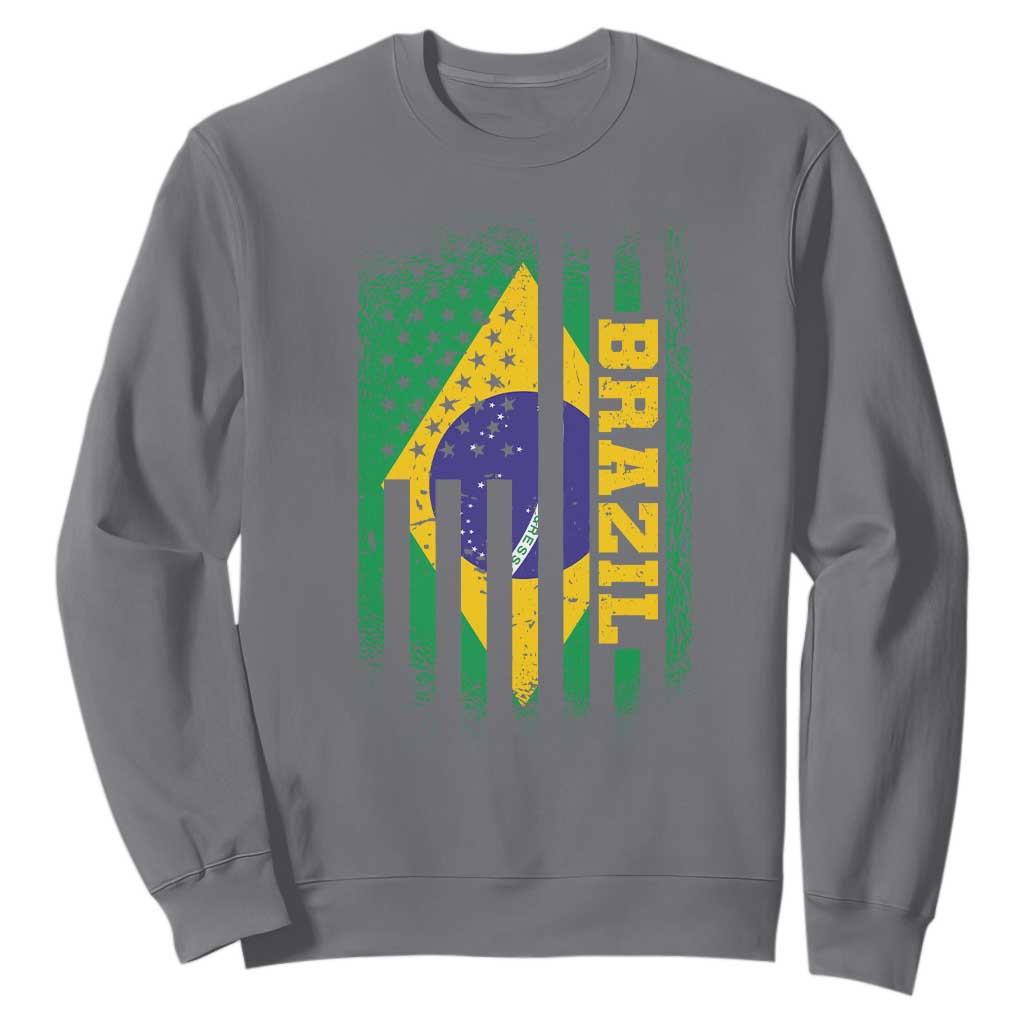 Brazilian Americans Brazilian Pride Latin Vintage USA Brazil Flag Sweatshirt TS11 Charcoal Print Your Wear