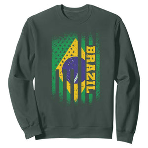 Brazilian Americans Brazilian Pride Latin Vintage USA Brazil Flag Sweatshirt TS11 Dark Forest Green Print Your Wear