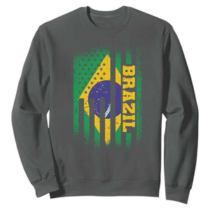 Brazilian Americans Brazilian Pride Latin Vintage USA Brazil Flag Sweatshirt TS11 Dark Heather Print Your Wear