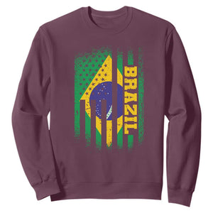 Brazilian Americans Brazilian Pride Latin Vintage USA Brazil Flag Sweatshirt TS11 S Maroon Print Your Wear