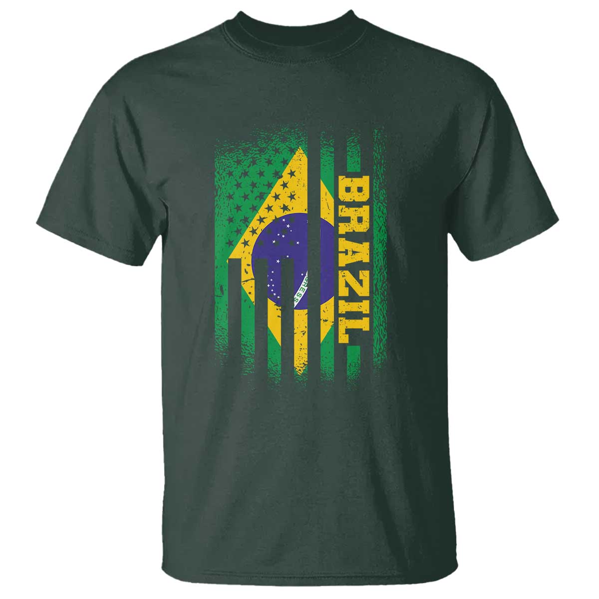 Brazilian Americans Brazilian Pride Latin Vintage USA Brazil Flag T Shirt TS11 Dark Forest Green Print Your Wear