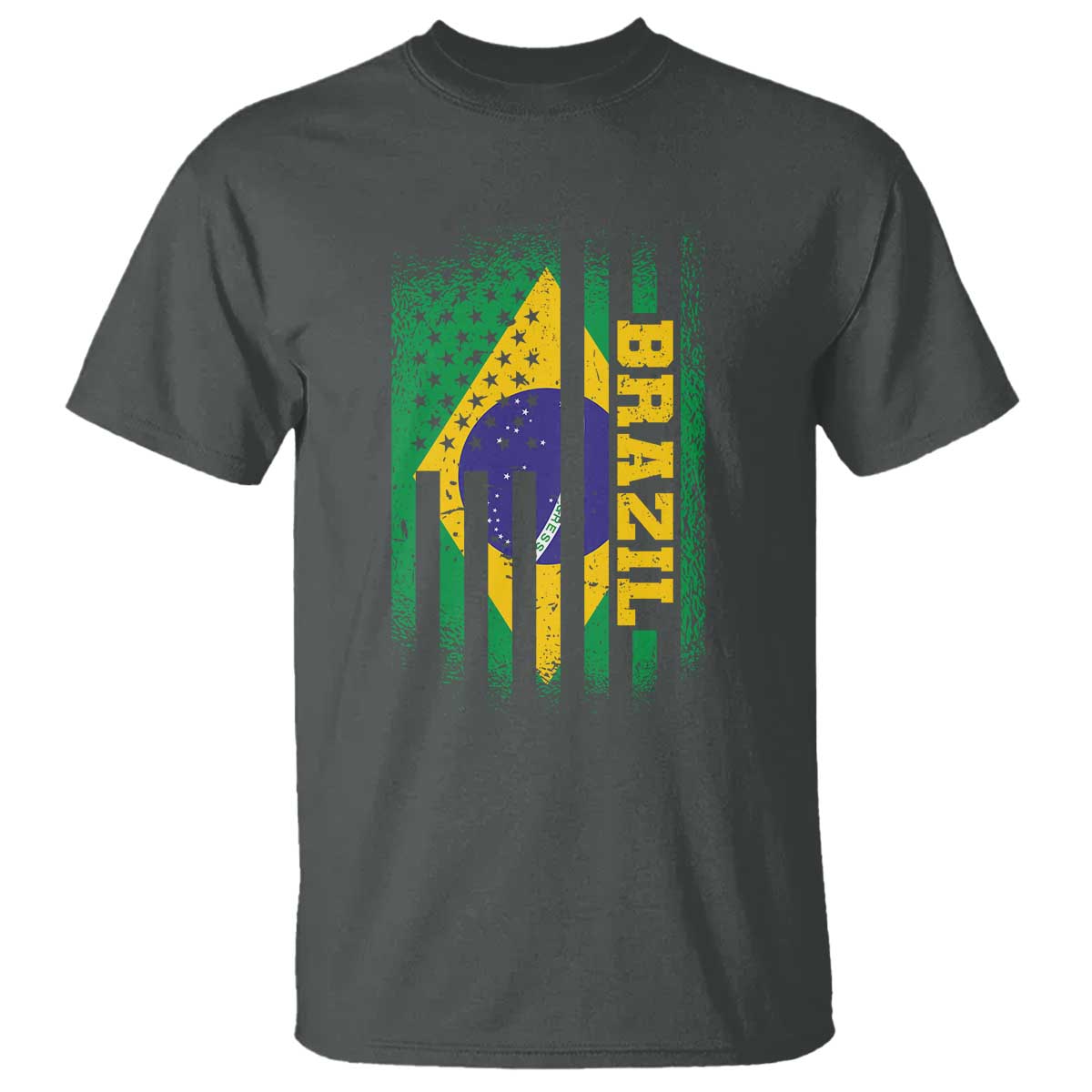Brazilian Americans Brazilian Pride Latin Vintage USA Brazil Flag T Shirt TS11 Dark Heather Print Your Wear