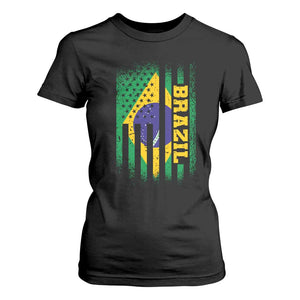 Brazilian Americans Brazilian Pride Latin Vintage USA Brazil Flag T Shirt For Women TS11 Black Print Your Wear