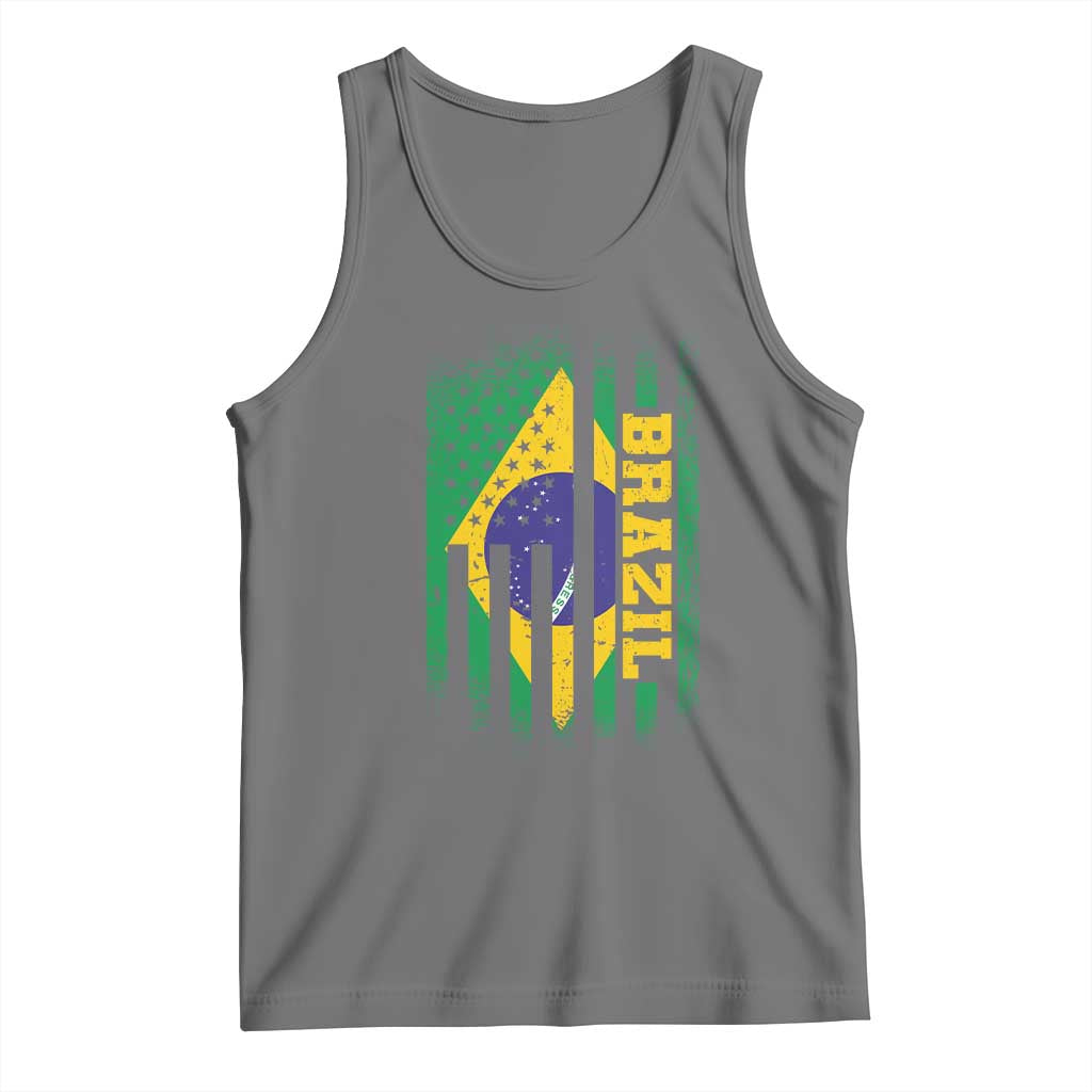 Brazilian Americans Brazilian Pride Latin Vintage USA Brazil Flag Tank Top TS11 Black Heather Print Your Wear